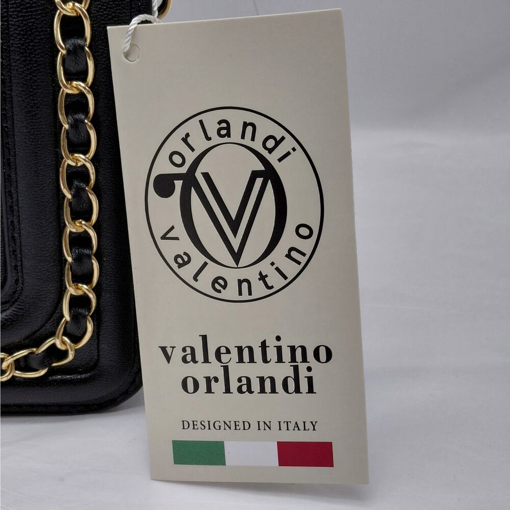 Valentino Orlandi Designer Black Diamond Quilted Crossbody Small Shoulder Bag - Picture 5 of 15